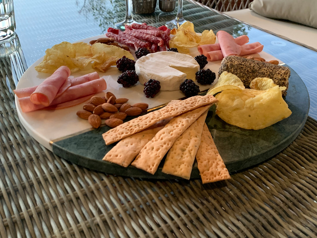 cheese and charcuterie marble serving platter 