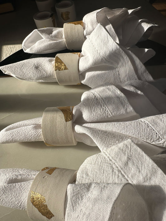 White-and-Gold Napkin Rings (Set of 4)