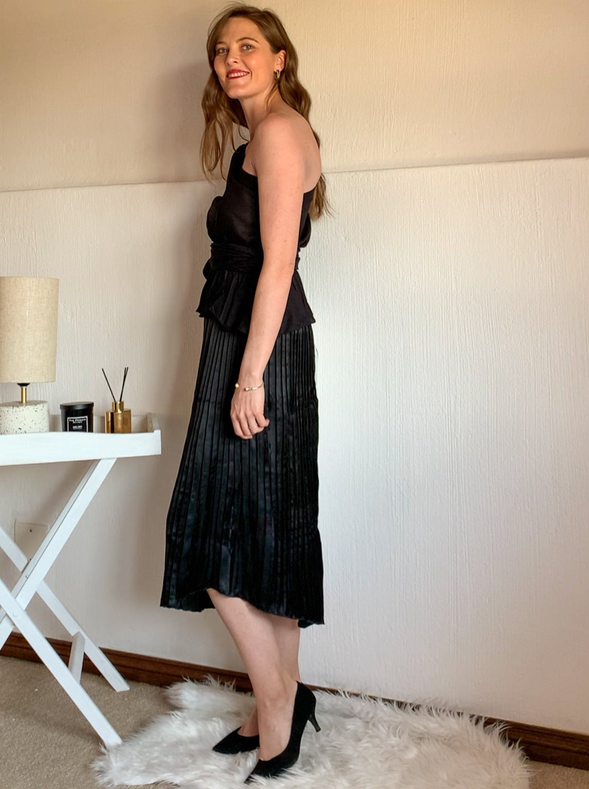 Pleated Satin Skirt