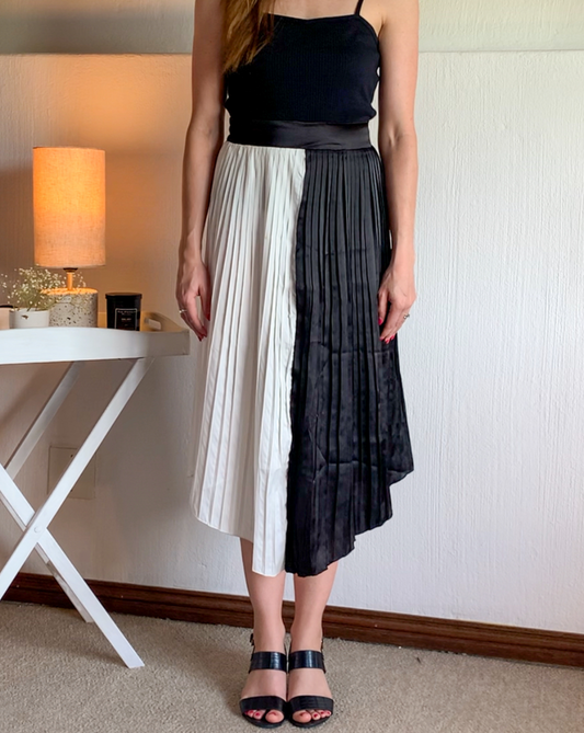 Pleated Satin Skirt