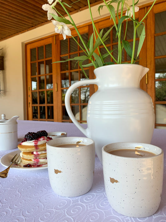 Set of Ivory Cups with 24K Gold Petals